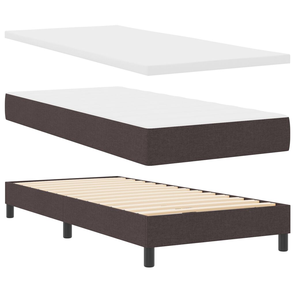vidaXL Κρεβάτι Βάσης με Στρώμα Σκούρο Καφέ 90x190 cm Ύφασμα