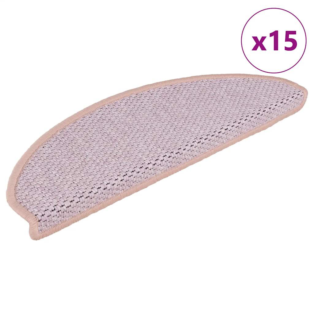 vidaXL Πατάκια Σκάλας Αυτοκόλ. 15 τεμ. Όψη Σιζάλ 65x21x4 εκ. Ροζ