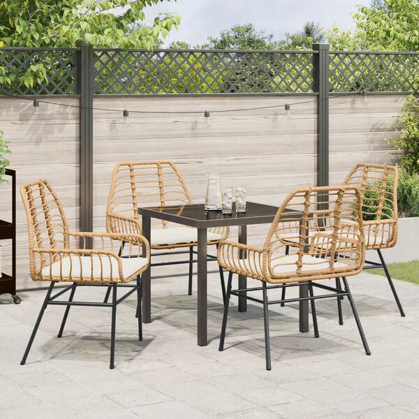 vidaXL Σέτ φαγητού για κήπο 5 pcs Καφέ συνθετικό ρατάν