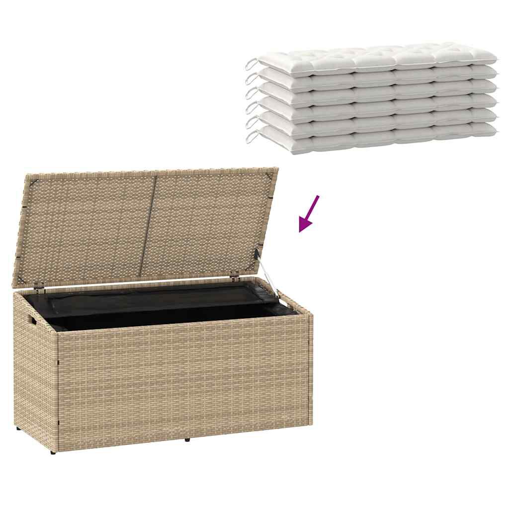 vidaXL Box αποθήκευσης κήπου Μπεζ 110x50x58 cm Poly Rattan