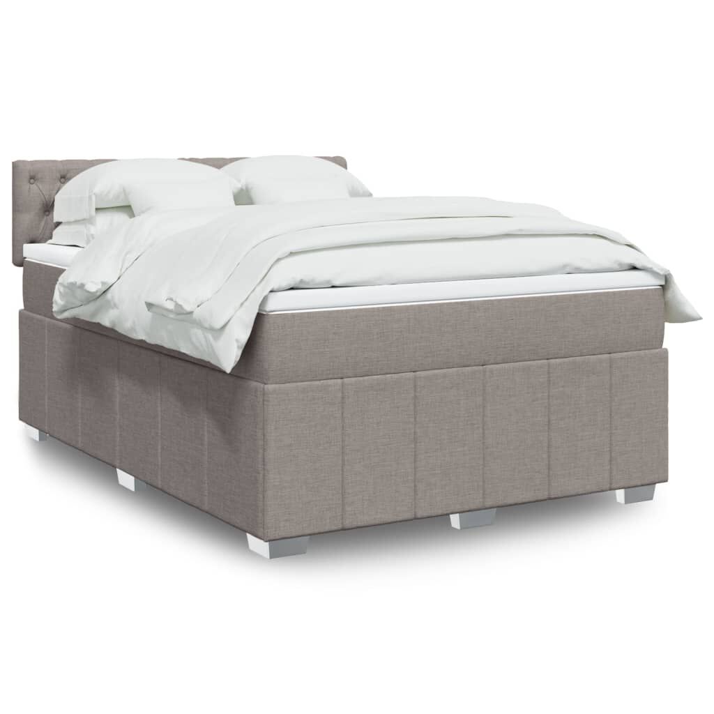 vidaXL Κρεβάτι Boxspring με Στρώμα Taupe 140x190 εκ. Υφασμάτινο