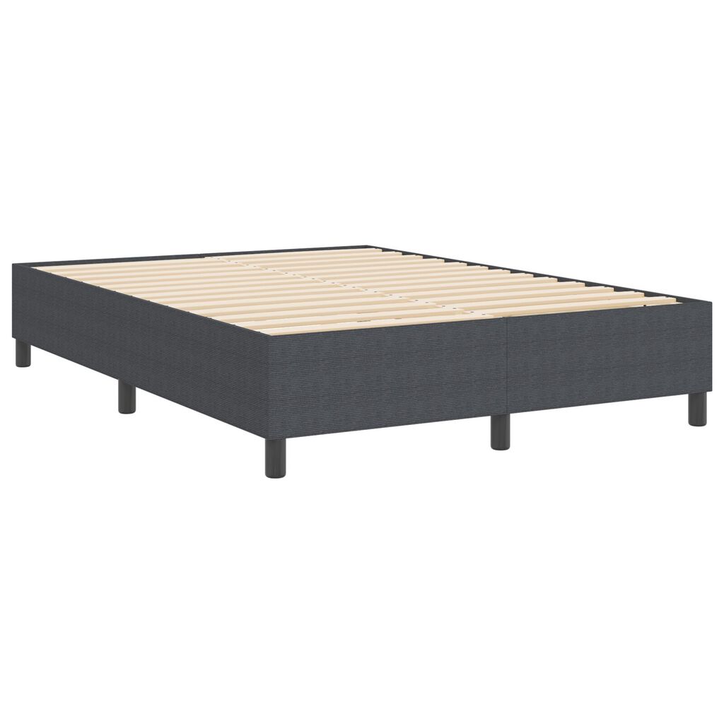 vidaXL Κρεβάτι Box Spring Σκούρο Γκρι 140x200 εκ Ψαθωτό Ύφασμα