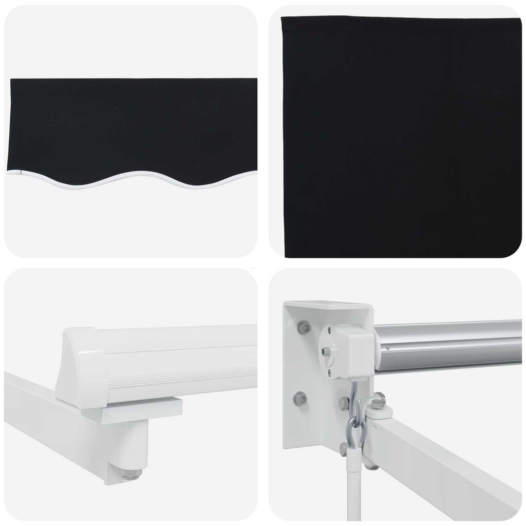 vidaXL Χειροκίνητη Ανασυρόμενη Τέντα Μαύρη 500x300 cm