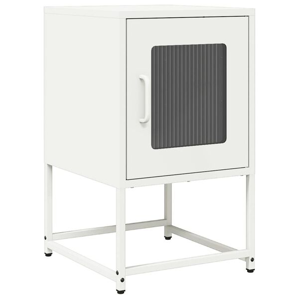 vidaXL Κομοδίνο λευκό 36x39x60,5 cm από χάλυβα ψυχρής έλασης