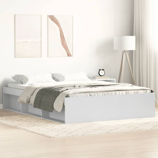vidaXL Πλαίσιο Κρεβατιού Λευκό 135x190 εκ. Double