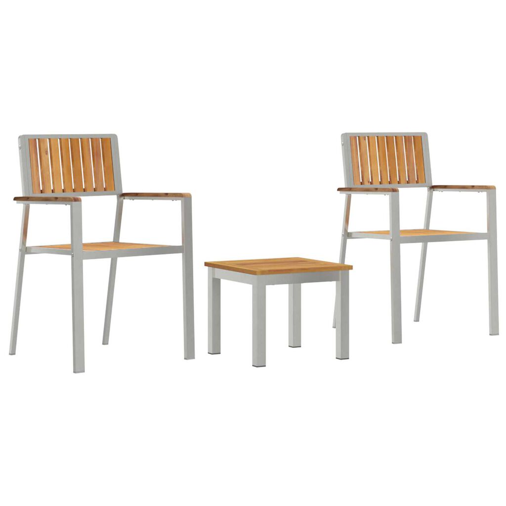vidaXL Σέτ φαγητού για κήπο 3 pcs Καφέ Μασίφ ξύλο teak