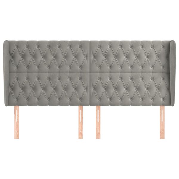 vidaXL Κεφαλάρι με Πτερύγια Ανοιχτό Γκρι 203x23x118/128 εκ. Βελούδινο