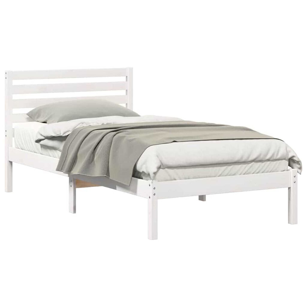 vidaXL Σκελετός Κρεβατιού Λευκό 90 x 190 cm Μασίφ ξύλο πεύκου