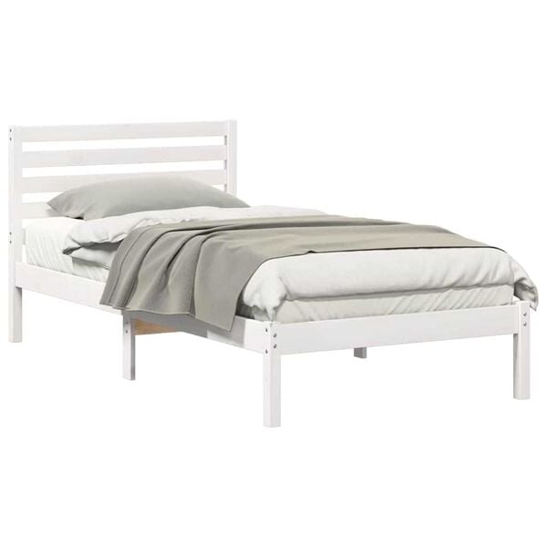 vidaXL Σκελετός Κρεβατιού Λευκό 90 x 190 cm Μασίφ ξύλο πεύκου