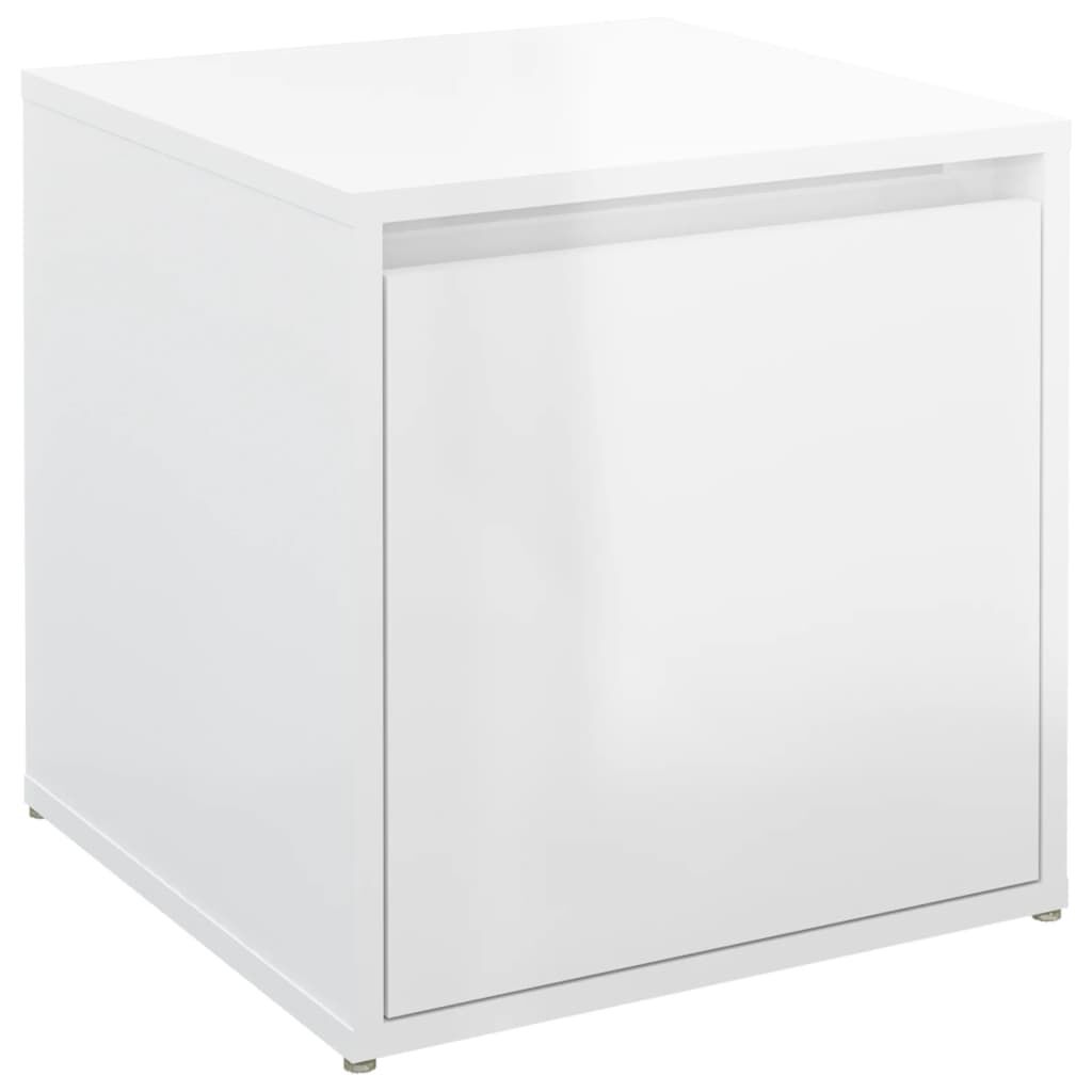 vidaXL Κουτί με Συρτάρι Γυαλ. Λευκό 40,5x40x40εκ. Επεξεργασμένο Ξύλο
