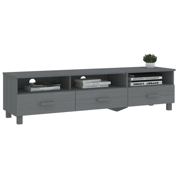 vidaXL Έπιπλο Τηλεόρασης HAMAR Σκ. Γκρι 158x40x40εκ. Μασίφ Ξύλο Πεύκου