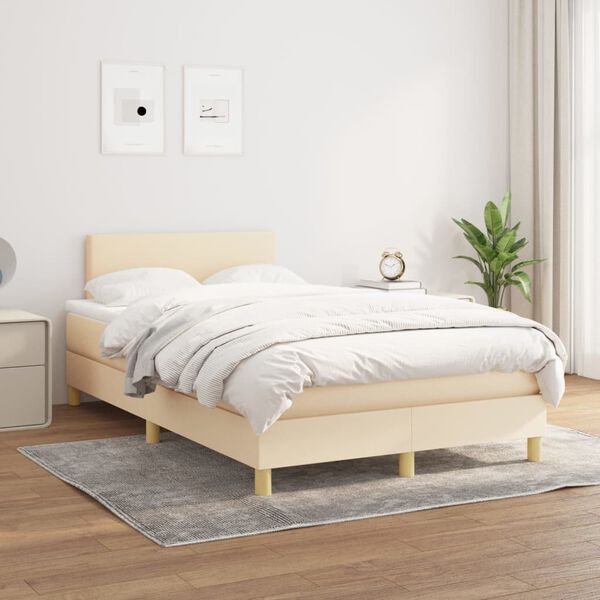 vidaXL &Kappa;&rho;&epsilon;&beta;ά&tau;&iota; Boxspring &mu;&epsilon; &Sigma;&tau;&rho;ώ&mu;&alpha; &Kappa;&rho;&epsilon;&mu; 120x190 &epsilon;&kappa;. &Upsilon;&phi;&alpha;&sigma;&mu;ά&tau;&iota;&nu;&omicron;