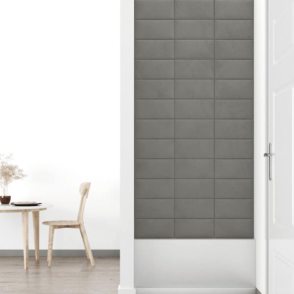 vidaXL Πάνελ Τοίχου 12 τεμ. Ανοιχτό Γκρι 30x15 εκ. 0,54 μ² Βελούδινα