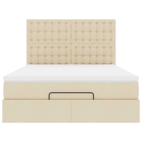 vidaXL Οθωμανικό κρεβάτι με στρώμα Cream 140x200cm ύφασμα