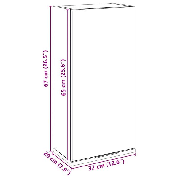vidaXL Ντουλάπι Μπάνιου Επιτοίχιο Artisan Δρυς 32 x 20 x 67 εκ.