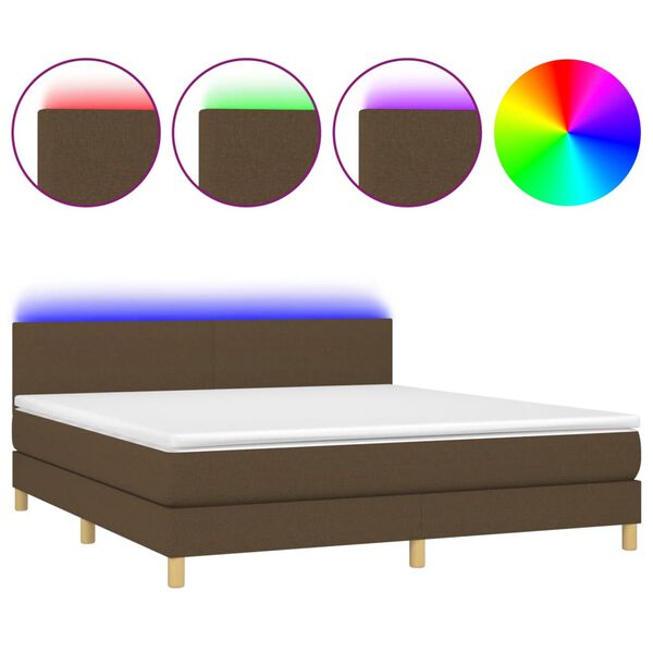 vidaXL &Kappa;&rho;&epsilon;&beta;ά&tau;&iota; Boxspring &mu;&epsilon; &Sigma;&tau;&rho;ώ&mu;&alpha; & LED &Sigma;&kappa;.&Kappa;&alpha;&phi;έ 180x200&epsilon;&kappa;. &Upsilon;&phi;&alpha;&sigma;&mu;ά&tau;&iota;&nu;&omicron;