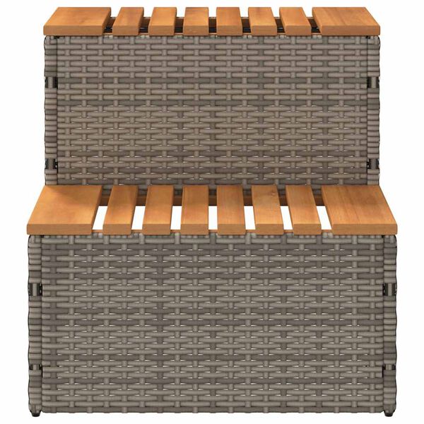 vidaXL Βήμα υδρομασάζ Γκρι 50x50x50,5εκ. Συνθετικό Ρατάν/Μασίφ Ακακίας