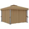 vidaXL Κιόσκι Taupe 3 x 3 μ. από Αλουμίνιο με Κουρτίνα