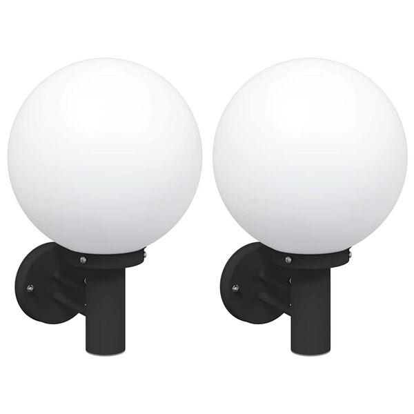 vidaXL Εξωτερικά Φωτιστικά Τοίχου 2 pcs Μαύρο 28 x 25 x 38 εκ