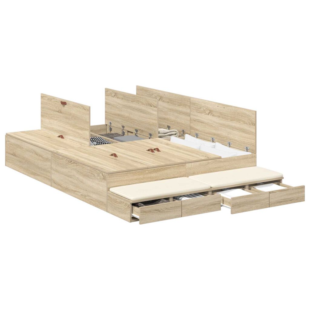 vidaXL Κρεβάτι με Αποθηκευτικό Χώρο Sonoma Oak 140x200 εκ