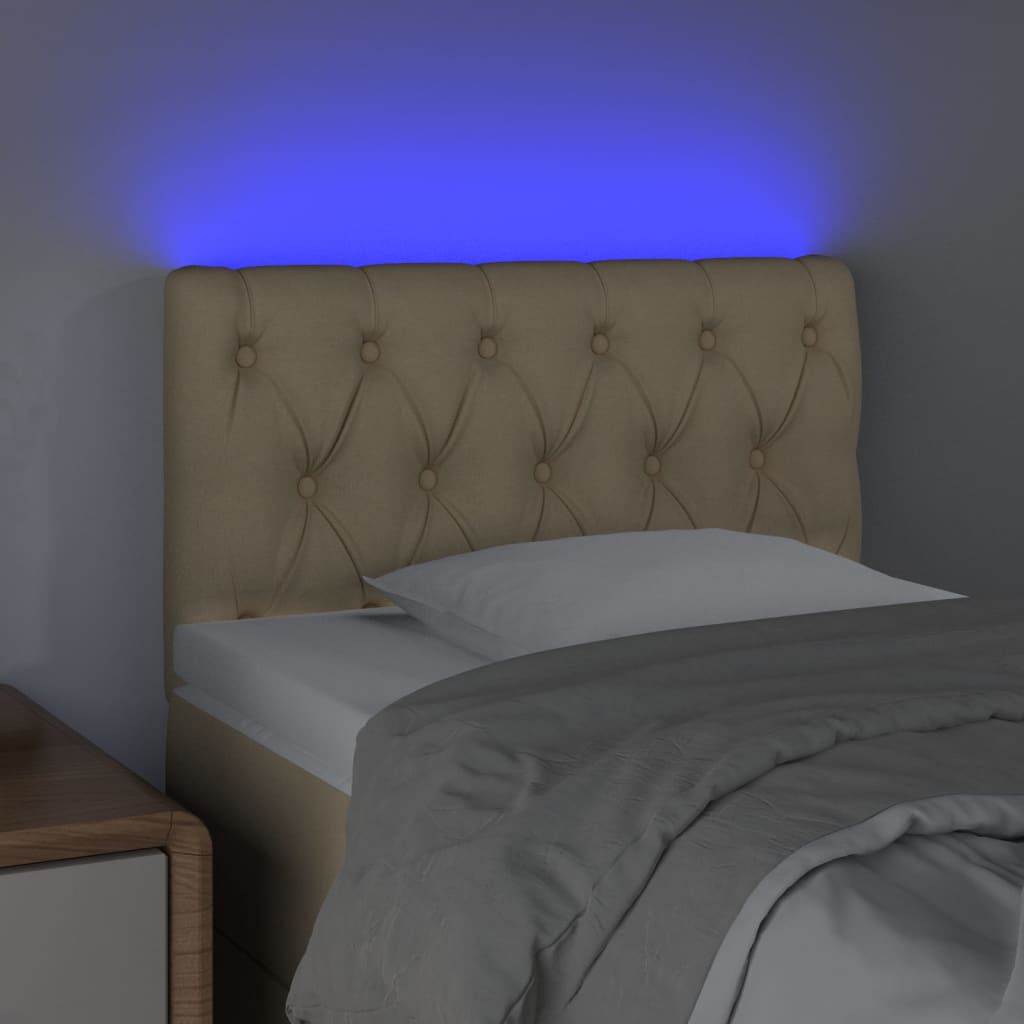 vidaXL Κεφαλάρι Κρεβατιού LED Κρεμ 80x7x78/88 εκ. Υφασμάτινο