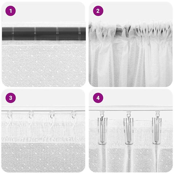 vidaXL Κουρτίνες με κουρτίνες Floral Λευκό 150 x 100 cm Πολυεστέρας
