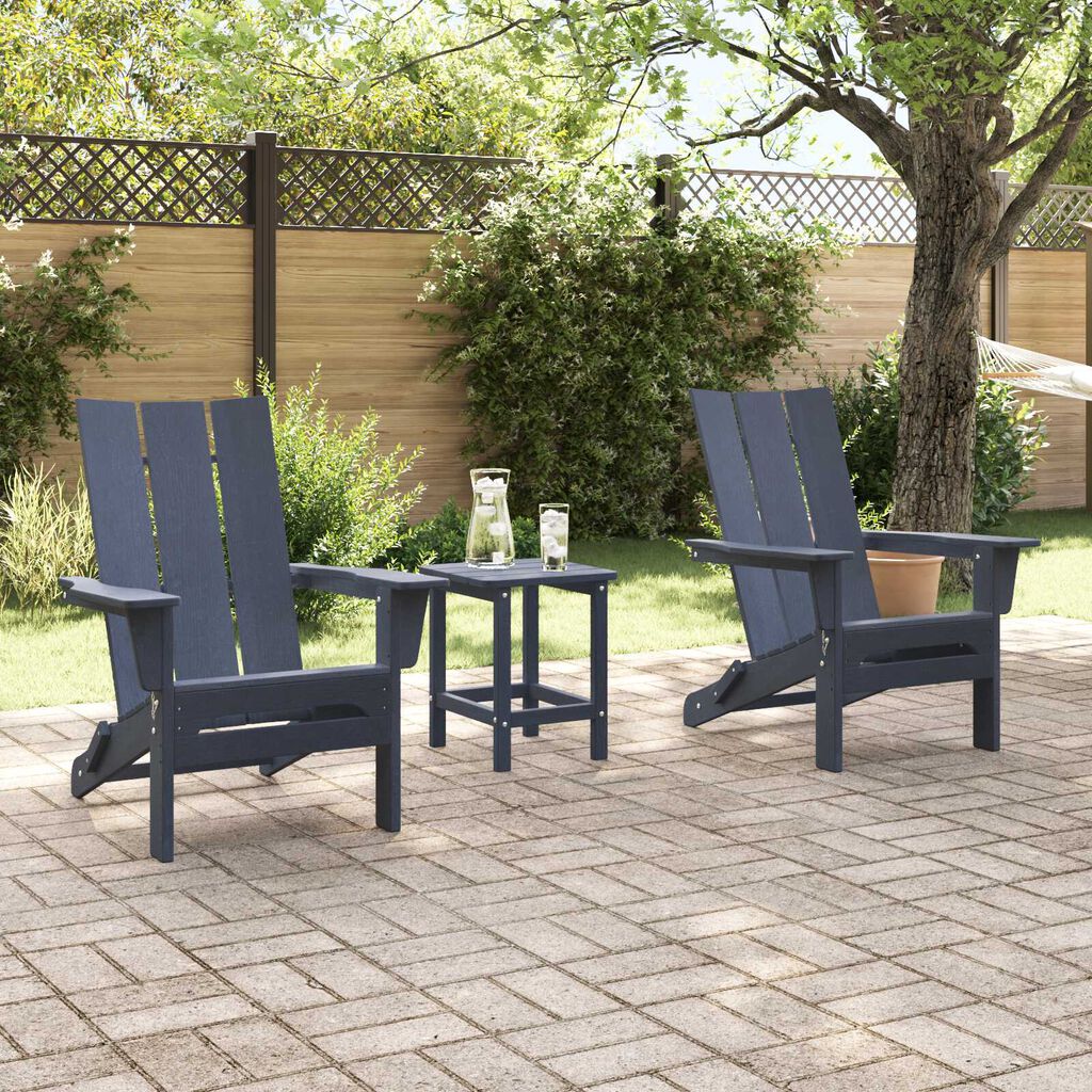 vidaXL Πτυσσόμενες Καρέκλες Adirondack 2 τμχ Ναυτικό μπλε 74.5x80.5x90 cm HDPE