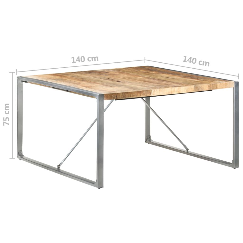 vidaXL Τραπεζαρία 140 x 140 x 75 εκ. από Ακατέργαστο Ξύλο Μάνγκο