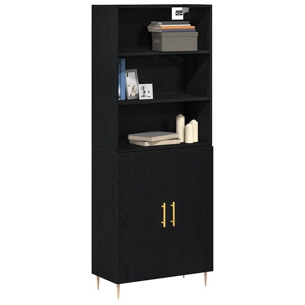 vidaXL Highboard &Mu;&alpha;ύ&rho;&eta; &Omicron;&xi;&upsilon;ά 69,5 x 34 x 180 &epsilon;&kappa;. &Epsilon;&pi;&epsilon;&xi;&epsilon;&rho;&gamma;&alpha;&sigma;&mu;έ&nu;&omicron; &xi;ύ&lambda;&omicron;