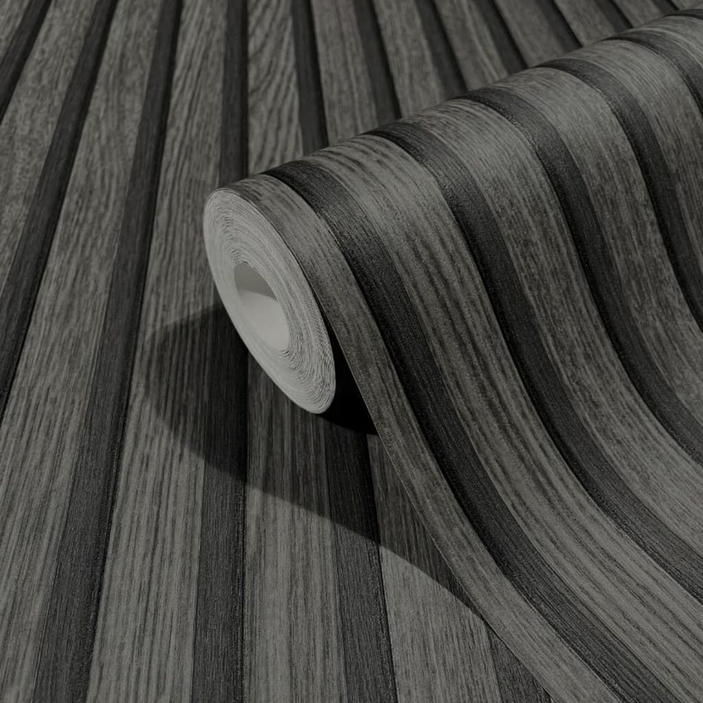 Noordwand Ταπετσαρία Botanica Wooden Slats Μαύρη και Γκρι