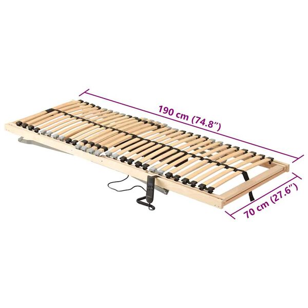 vidaXL Βάση κρεβατιού με λάμες Καφέ 70 x 190 cm Στερεό Ξύλο Μηλιάς