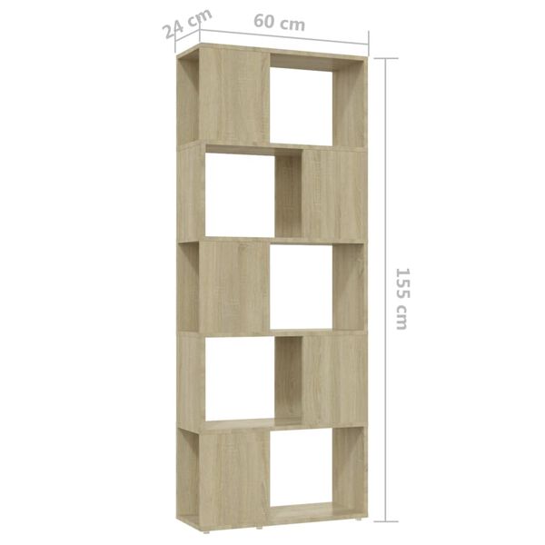 vidaXL Βιβλιοθήκη/Διαχωριστικό Χώρου Sonoma Δρυς 60x24x155 εκ.
