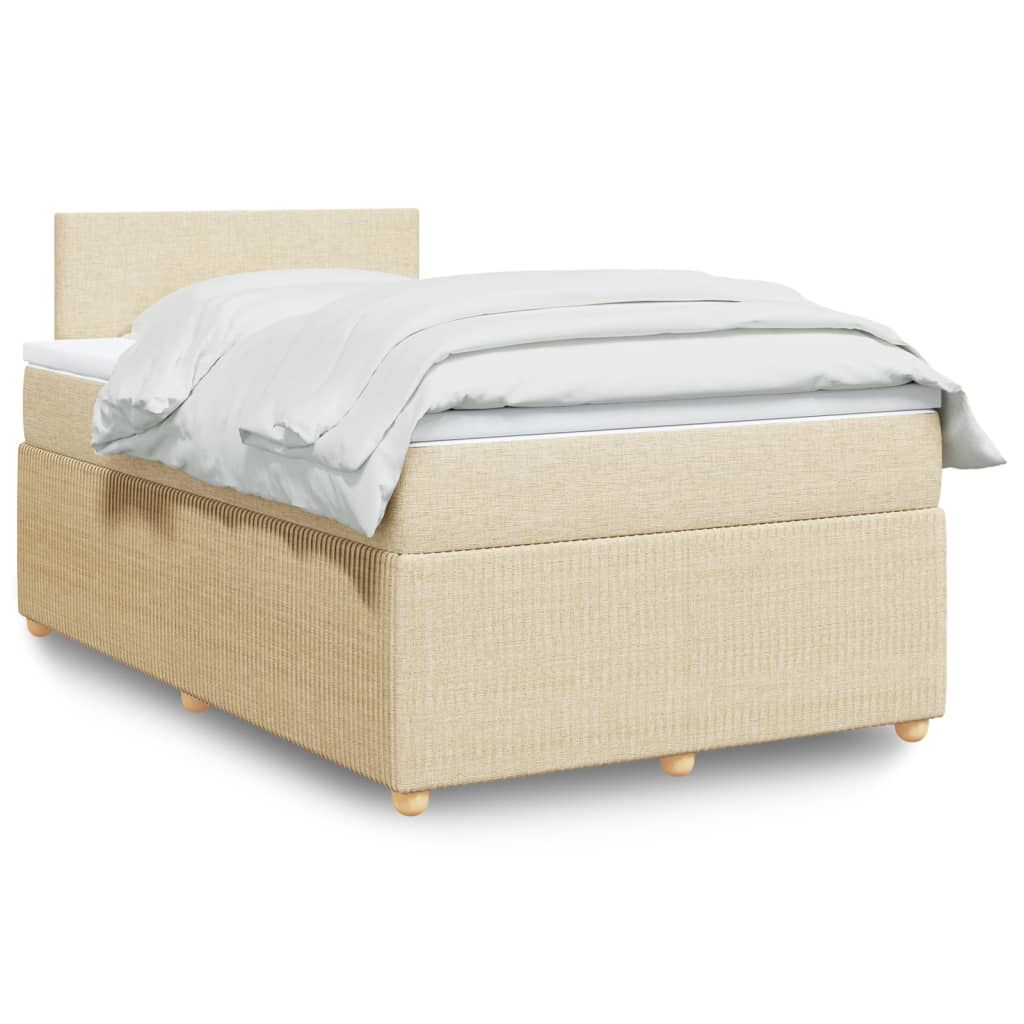 vidaXL Κρεβάτι Boxspring με Στρώμα Κρεμ 120x200 εκ. Υφασμάτινο