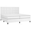 vidaXL Κρεβάτι Boxspring με Στρώμα & LED Λευκό 200x200 εκ. Συνθ. Δέρμα