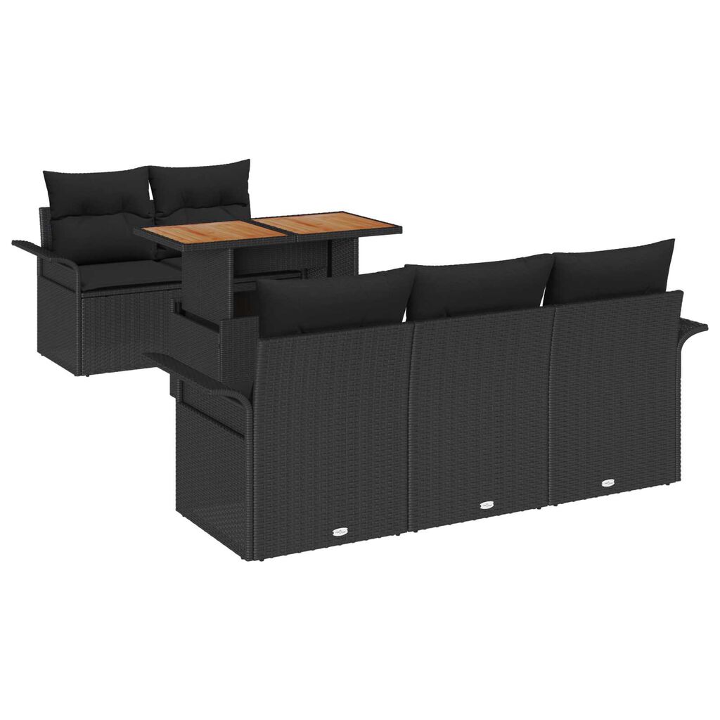 vidaXL Σετ Καναπέ Κήπου με μαξιλάρι 6 pcs Μαύρο 100 x 55 x 73 εκ
