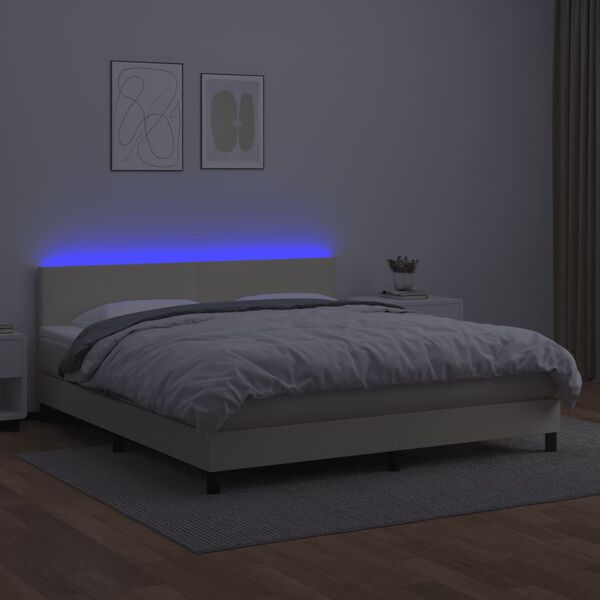 vidaXL &Kappa;&rho;&epsilon;&beta;ά&tau;&iota; Boxspring &mu;&epsilon; &Sigma;&tau;&rho;ώ&mu;&alpha; & LED &Kappa;&rho;&epsilon;&mu; 160x200 &epsilon;&kappa;. &Sigma;&upsilon;&nu;&theta;. &Delta;έ&rho;&mu;&alpha;