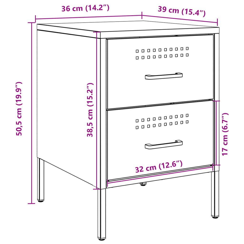 vidaXL Κομοδίνα 2 τεμ. Μουσταρδί 36x39x50,5 εκ. από Χάλυβα