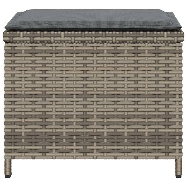 vidaXL Σκαμπό Κήπου 4 τεμ. Γκρι 40x40x35 εκ. Συνθετικό Ρατάν Μαξιλάρια