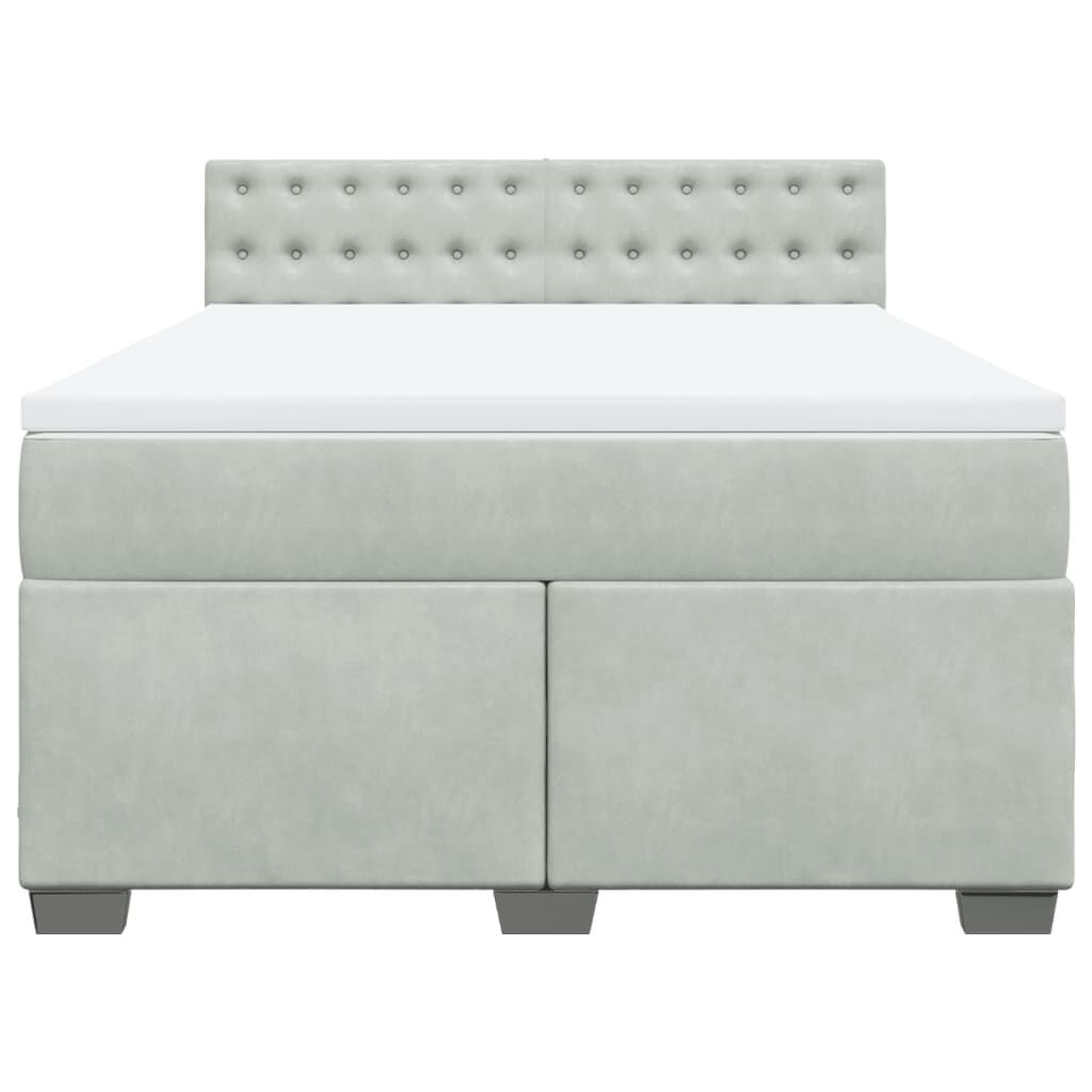 vidaXL Κρεβάτι Boxspring με Στρώμα Ανοιχτό Γκρι 160x200 εκ. Βελούδινο