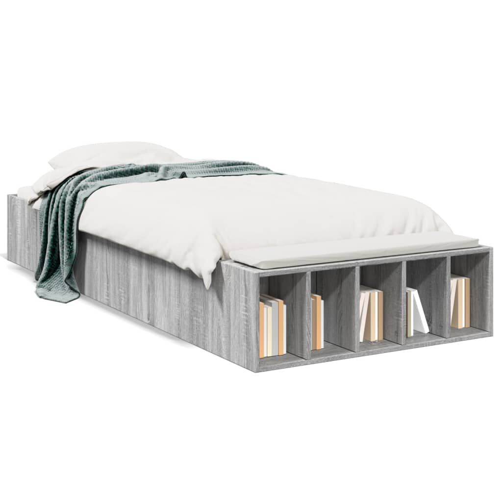 vidaXL Πλαίσιο Κρεβατιού Γκρι Sonoma 75x190 εκ. Επεξεργασμένο Ξύλο