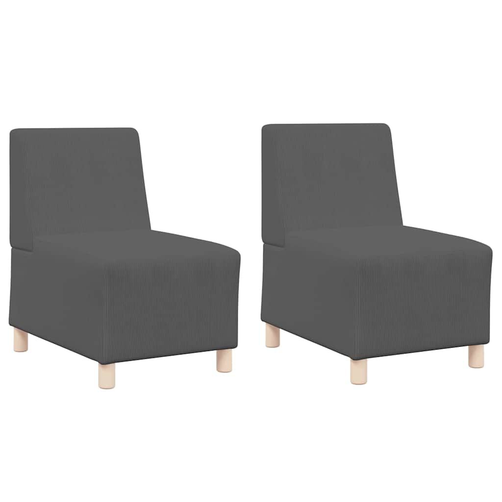 vidaXL Μοναδικός Καναπές χωρίς Χερούλια 2 pcs Σκούρο γκρι