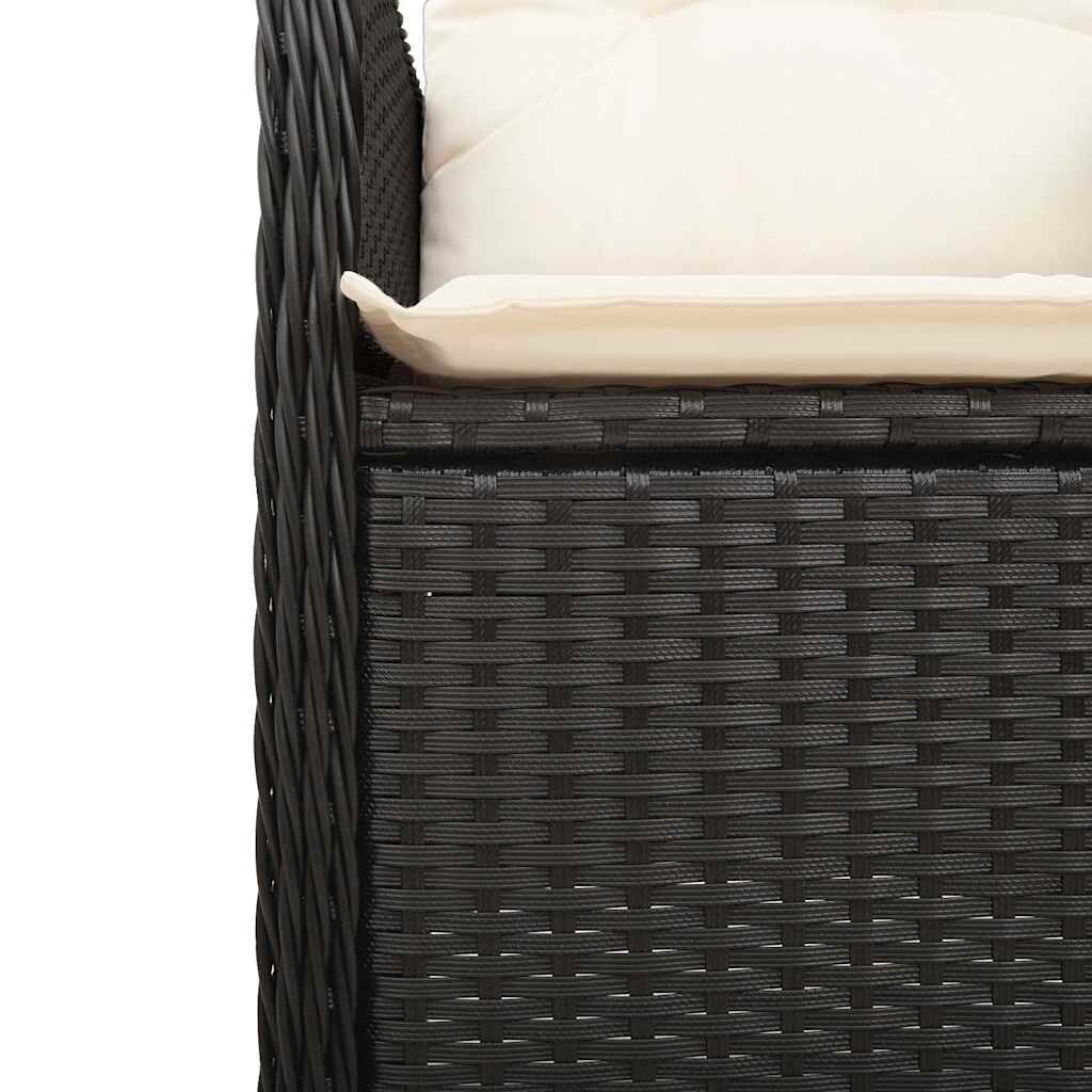 vidaXL Σετ Επίπλων Bistro Κήπου 7 τεμ Μαύρο Συνθετ. Ρατάν με Μαξιλάρια