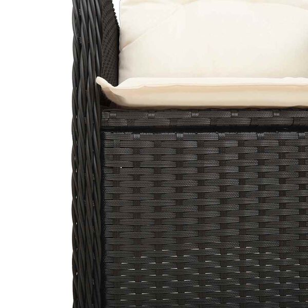 vidaXL Σετ Επίπλων Bistro Κήπου 7 τεμ Μαύρο Συνθετ. Ρατάν με Μαξιλάρια