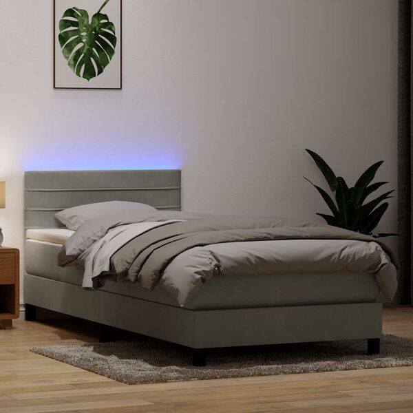 vidaXL &Kappa;&rho;&epsilon;&beta;ά&tau;&iota; Boxspring &mu;&epsilon; &Sigma;&tau;&rho;ώ&mu;&alpha; & LED &alpha;&nu;&omicron;&iota;&chi;&tau;ό &gamma;&kappa;&rho;&iota; 100x220 &epsilon;&kappa;. &Beta;&epsilon;&lambda;&omicron;ύ&delta;&iota;&nu;&omicron;