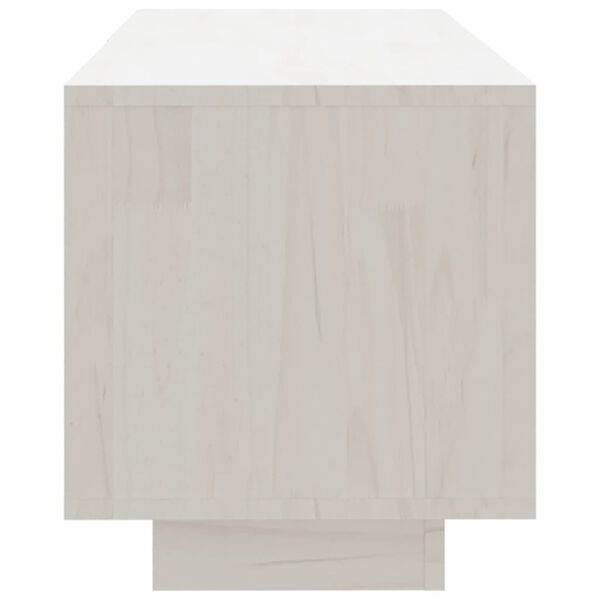 vidaXL Έπιπλο Τηλεόρασης Λευκό 110 x 30 x 33,5εκ από Μασίφ Ξύλο Πεύκου