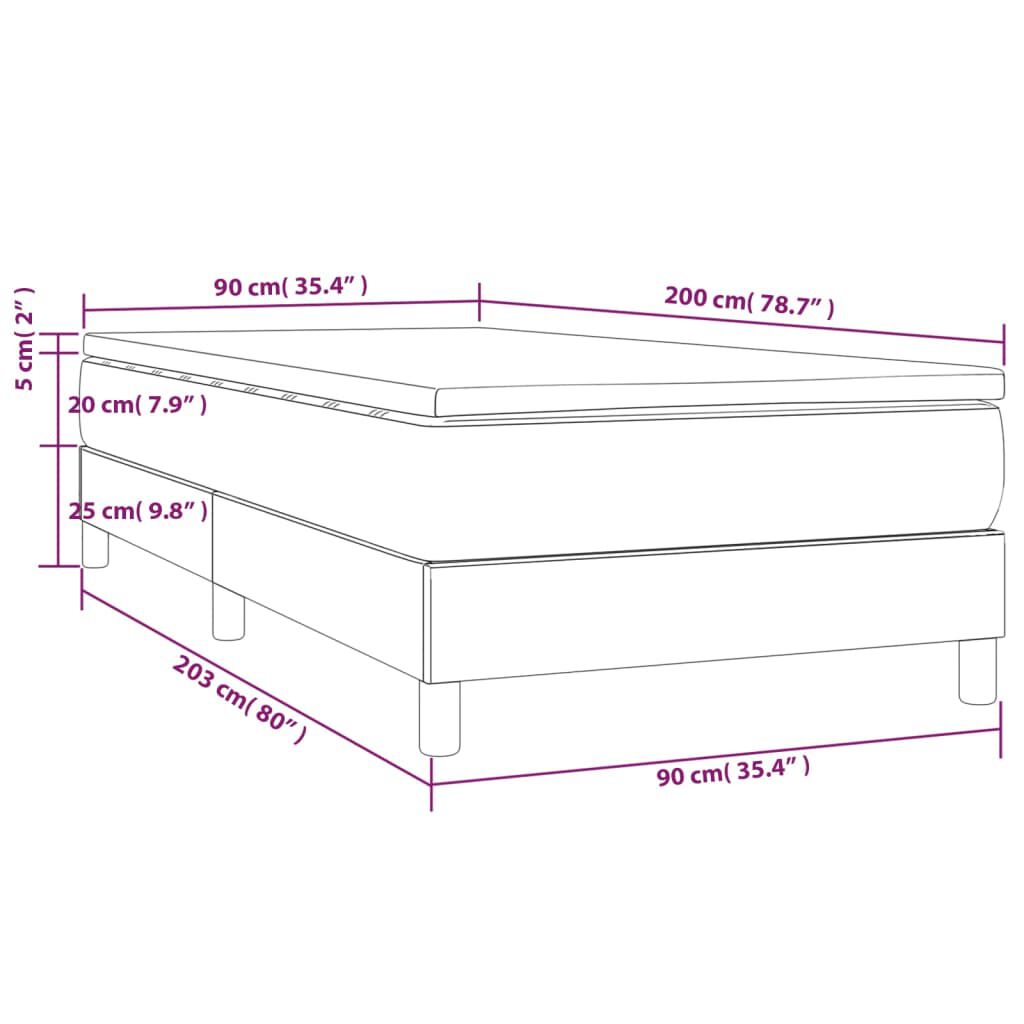 vidaXL Κρεβάτι Boxspring με Στρώμα Κρεμ 90x200 εκ. από Συνθετικό Δέρμα