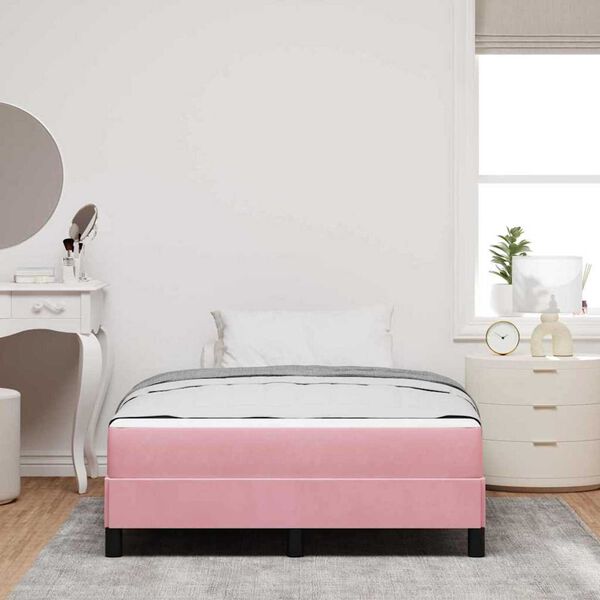 vidaXL Κρεβάτι box spring με στρώμα Ροζ 120 x 190 cm Βελούδο