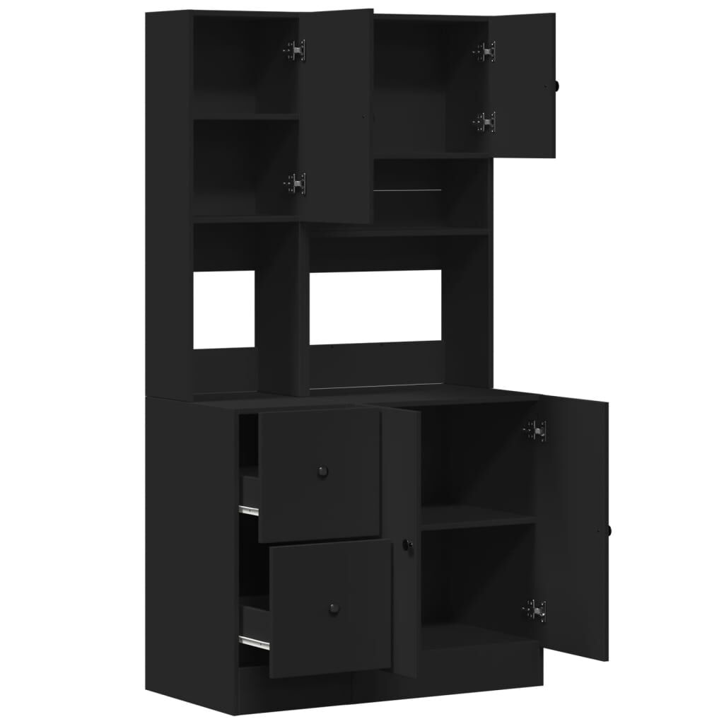 vidaXL Στήλη Κουζίνας Μαύρη 95x50x180 εκ. από Επεξεργασμένο Ξύλο