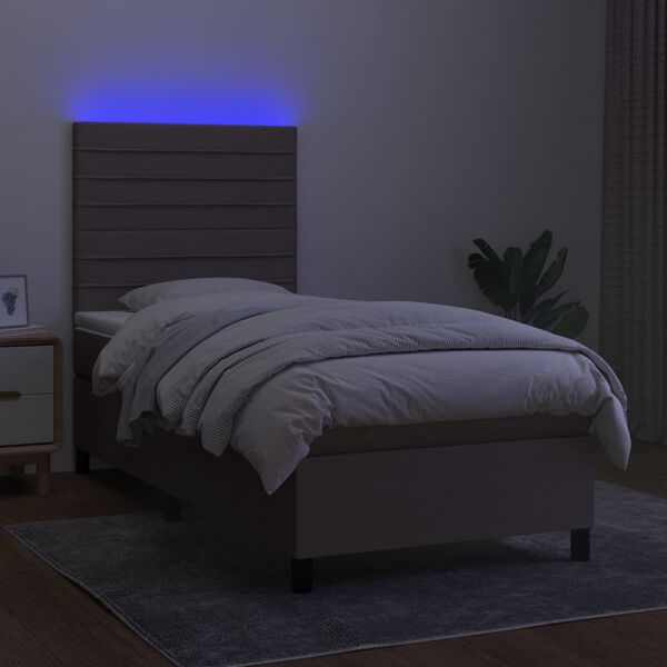 vidaXL &Kappa;&rho;&epsilon;&beta;ά&tau;&iota; Boxspring &mu;&epsilon; &Sigma;&tau;&rho;ώ&mu;&alpha; & LED Taupe 100x200 &epsilon;&kappa;. &Upsilon;&phi;&alpha;&sigma;&mu;ά&tau;&iota;&nu;&omicron;