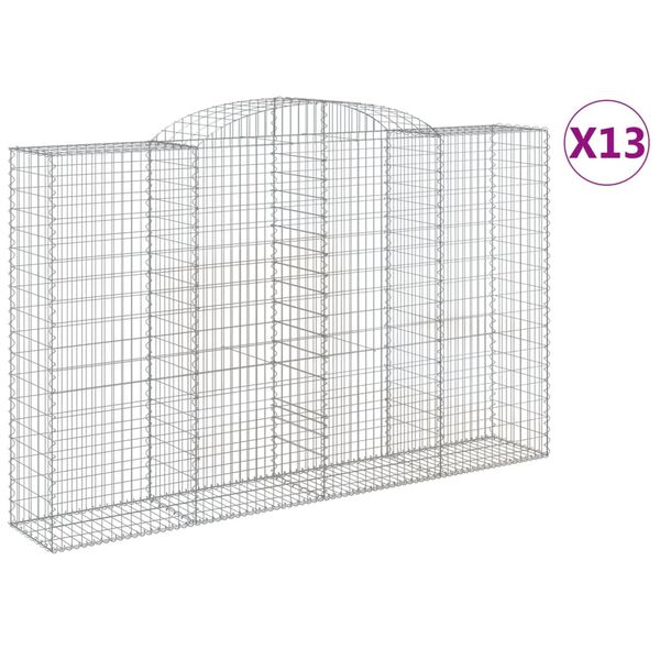 vidaXL Συρματοκιβώτια Τοξωτά 13 τεμ. 300x50x180/200 εκ. Γαλβαν. Ατσάλι